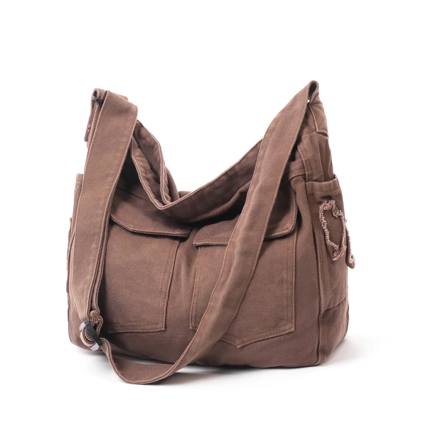 Vintage Washed Canvas Hobo Bag Large Capacity Multi-Pocket Casual Shoulder Totes Retro Distressed Crossbody Bag 100% Cotton