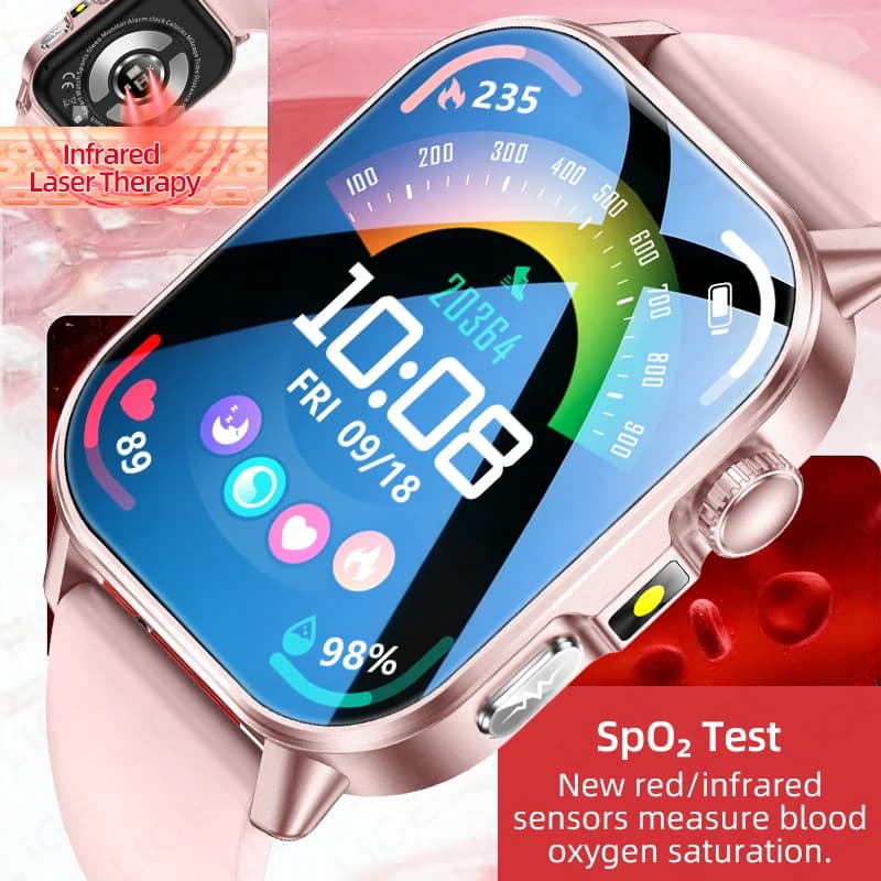 Smartwatch LIGE ECG+PPG per la diagnosi della salute, analisi corporea, ossigeno nel sangue, lipidi, acido urico, monitoraggio della salute femminile, nuovo.