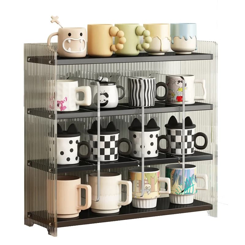 DSA drinking cup storage multi-layer shelf water cup bamboo storage box wine glass holder premium sense mug coffee cup holder