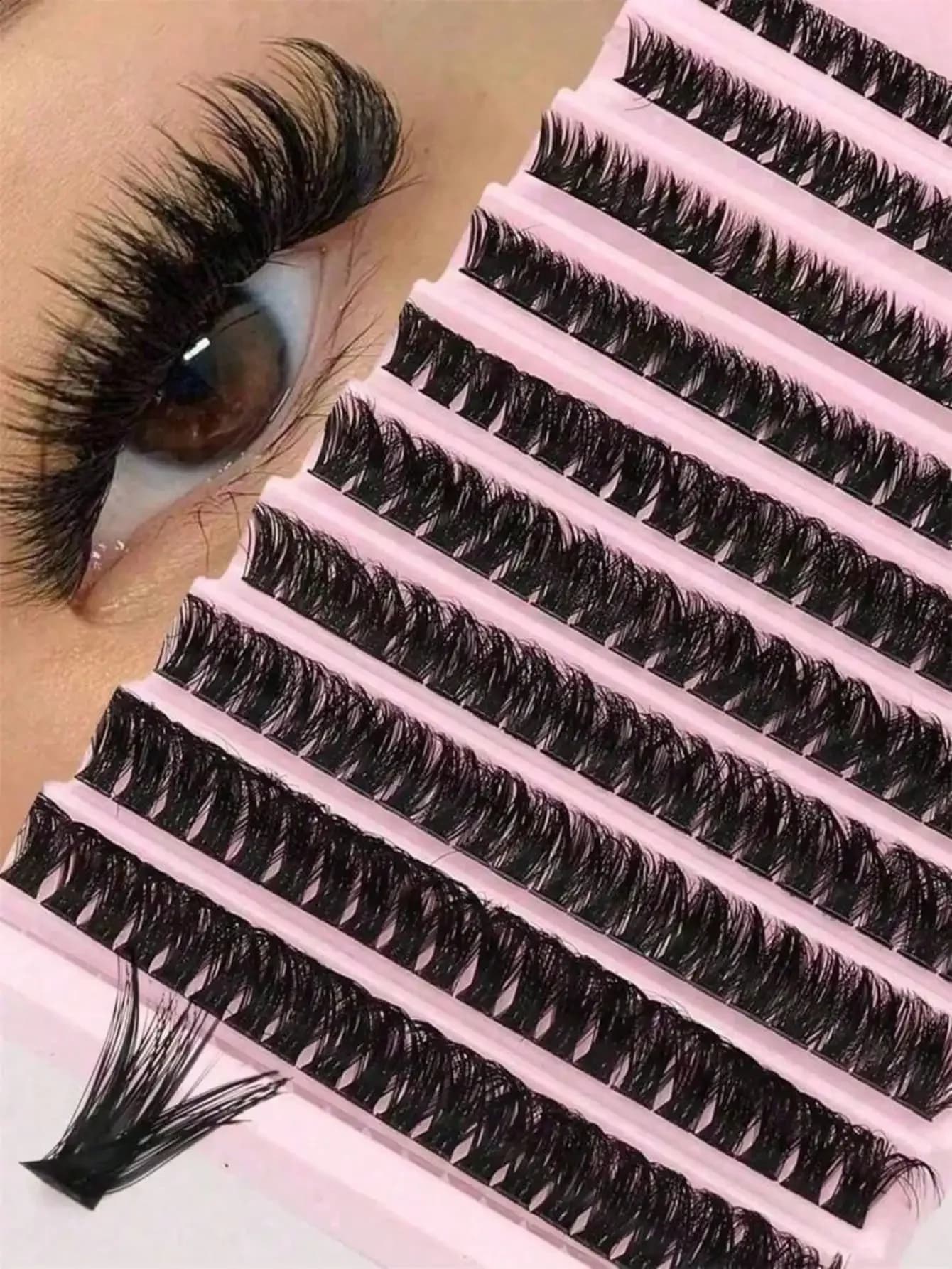 Kit Extension Ciglia Fai-da-te 80D-200pz con Pinzette, Colla e Sigillante, Ciglia Singole Riutilizzabili per Trucco Occhi per Feste, Palcoscenico e Festival