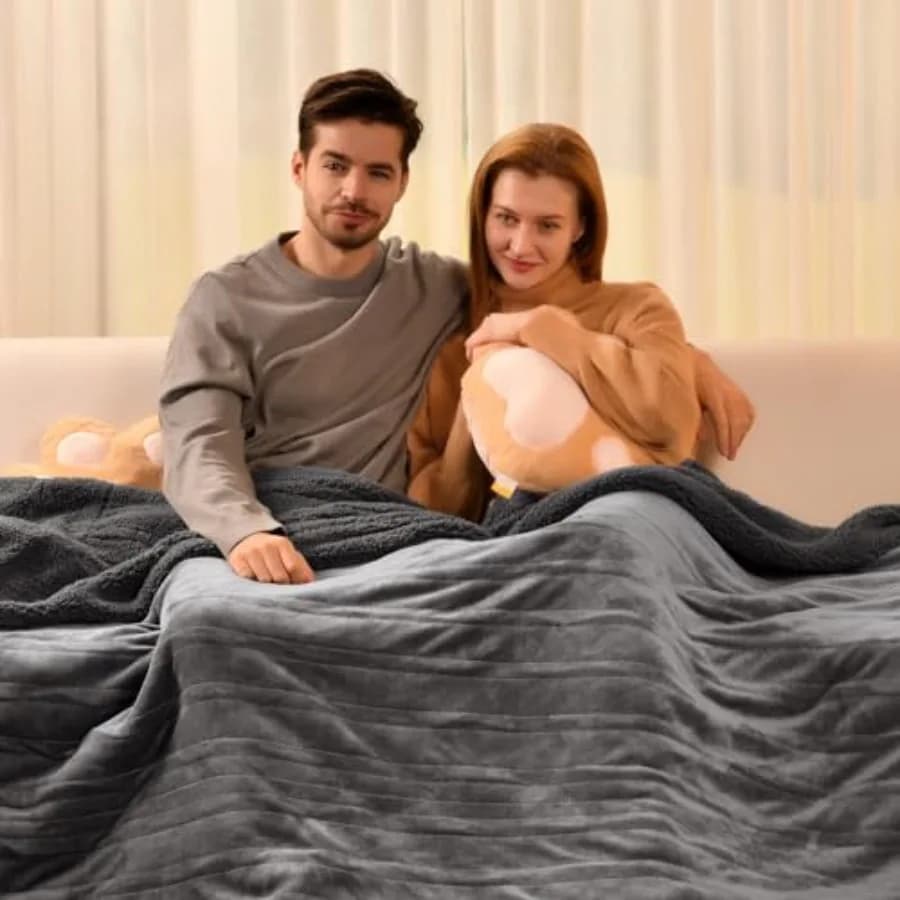 Coperta elettrica matrimoniale 62" x 84" in velluto e sherpa, coperta riscaldata con 10 livelli di calore e spegnimento automatico da 1 a 12 ore, protezione dal surriscaldamento ET