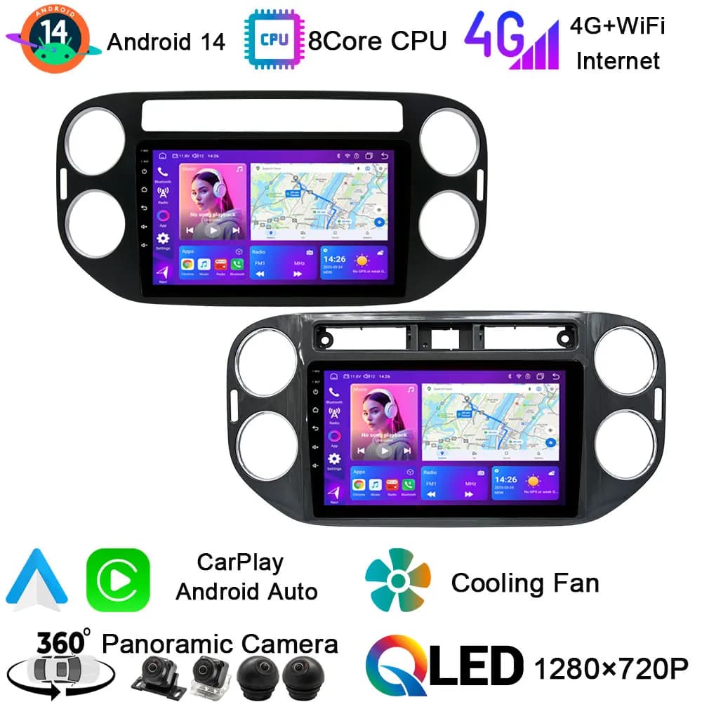 9in Android14 WiFi GPS Navigation Car Stereo DSP Apple AHD CarPlay Touch Screen HD Display Voice Control For Volkswagen Tiguan1