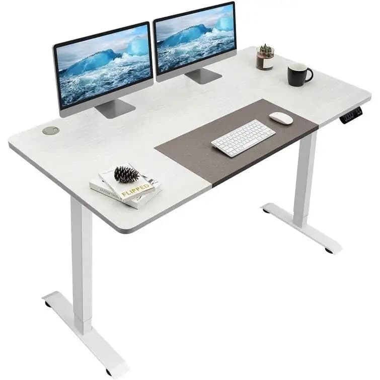 Pneumatico Sit to Stand Scrivania mobile Tavolo per computer Scrivania Gamba in alluminio Tavolo da lavoro regolabile Scrivania da gioco regolabile in altezza a molla