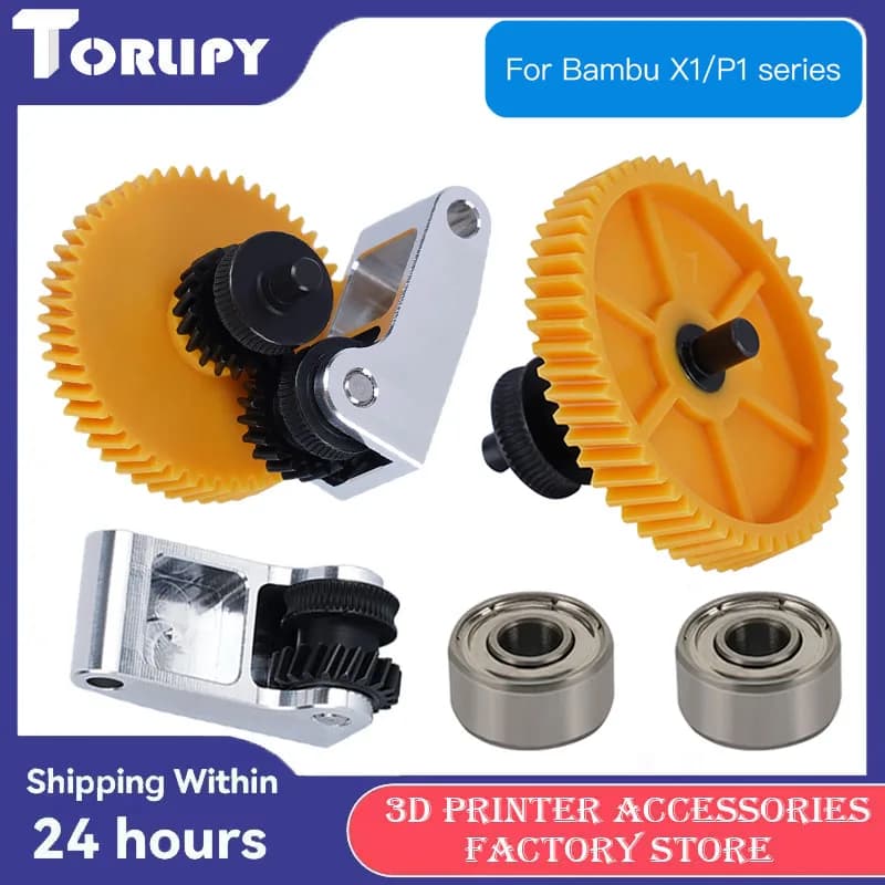 Per Bambu X1 P1 Serie Aggiornato DLC Nanocoated Acciaio Temprato Ingranaggio Elicoidale Montaggio Nichel Placcatura Resistente All'usura Parte Della Stampante 3D