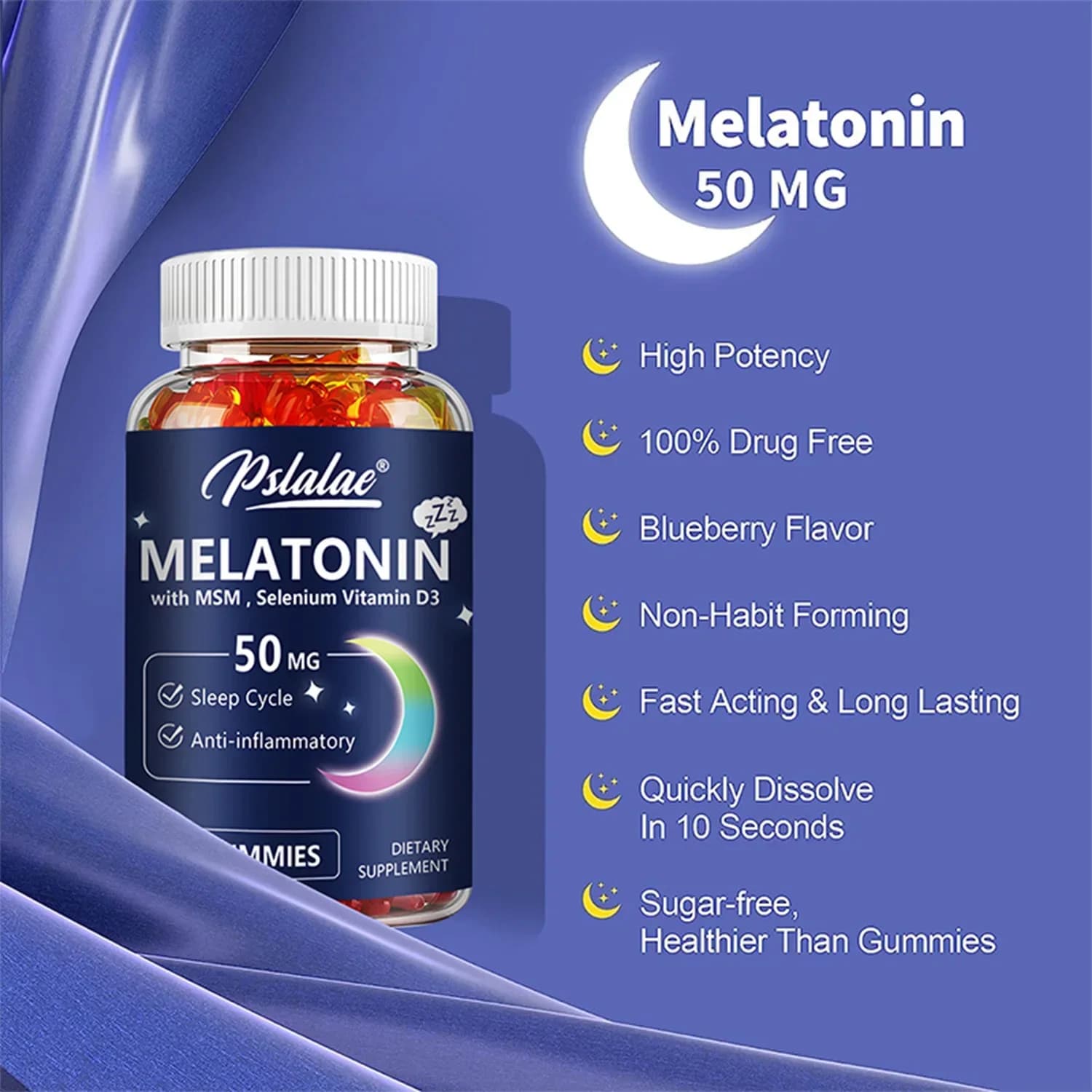 Melatonin gumella 50 Mg - Improves sleep quality and relaxation during sleepSupplementsSupplements