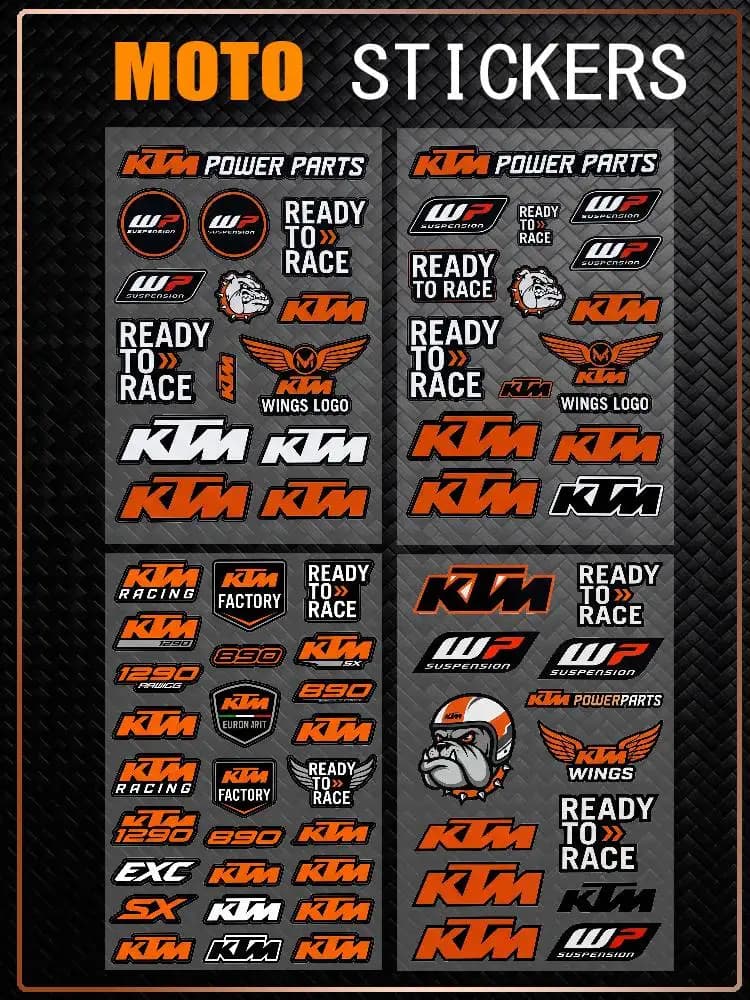 Adesivi Riflettenti Impermeabili Multiuso Universali FOR KTM RACING per Auto, Moto, Casco, Tazza, Frigorifero - Decorazione e Protezione dai Graffi