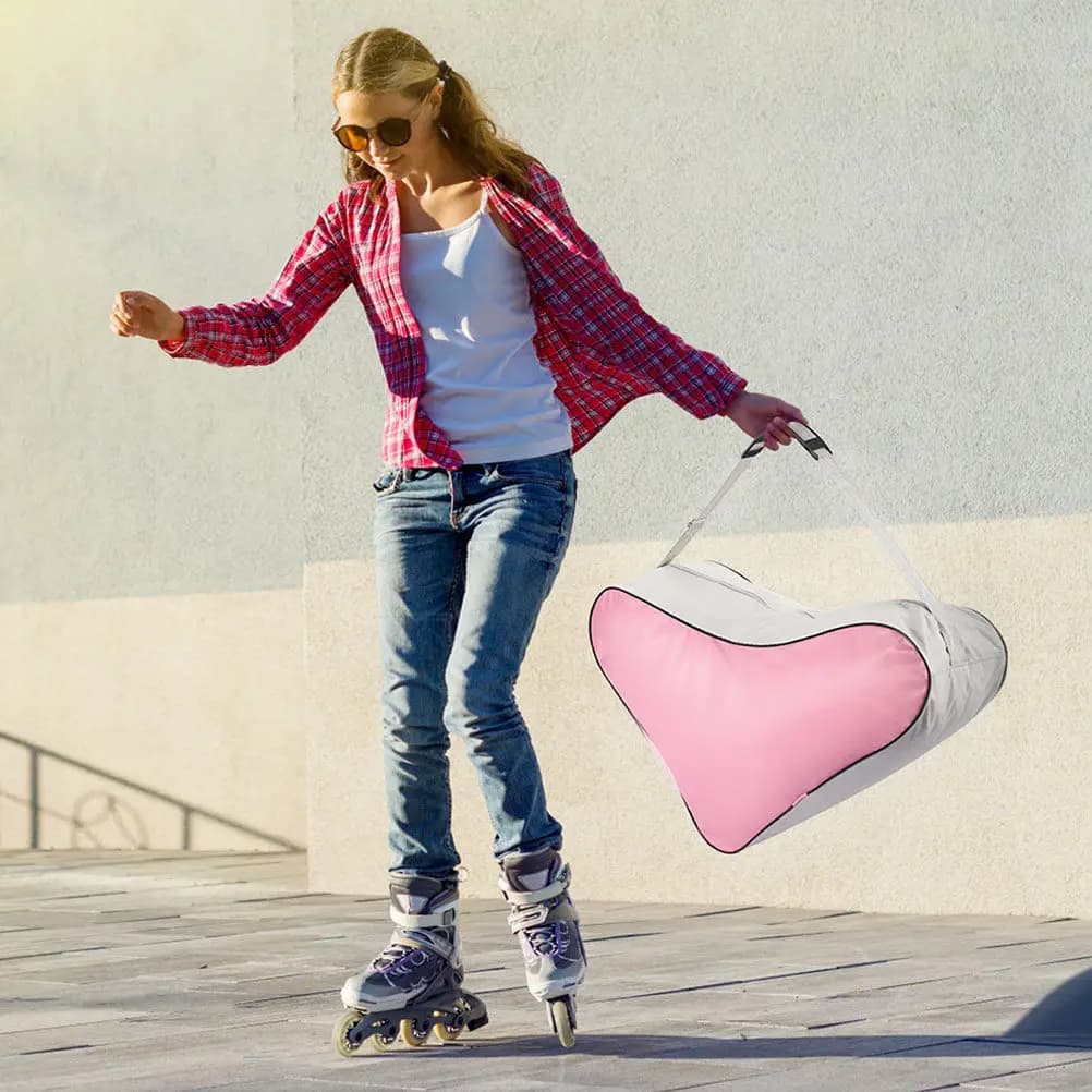 2 borse uniche per pattini a rotelle, custodia resistente all'usura di alta qualità per pattini da ghiaccio, colore rosa