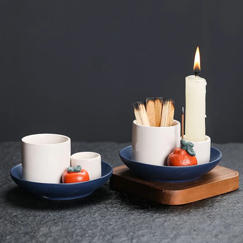 1 pezzo, bruciatore di incenso in ceramica 4 in 1, porta salvia per bruciare bastoncini di incenso, aromaterapia per la meditazione (senza incenso)