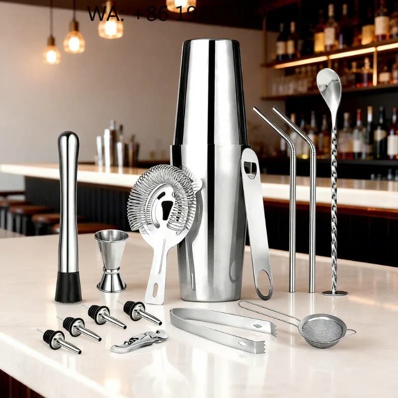Dual Size Boston Martini Shaker Kit, 16Pcs 20/24oz Stainless Steel Cocktail Shaker Complete Bar Accessories