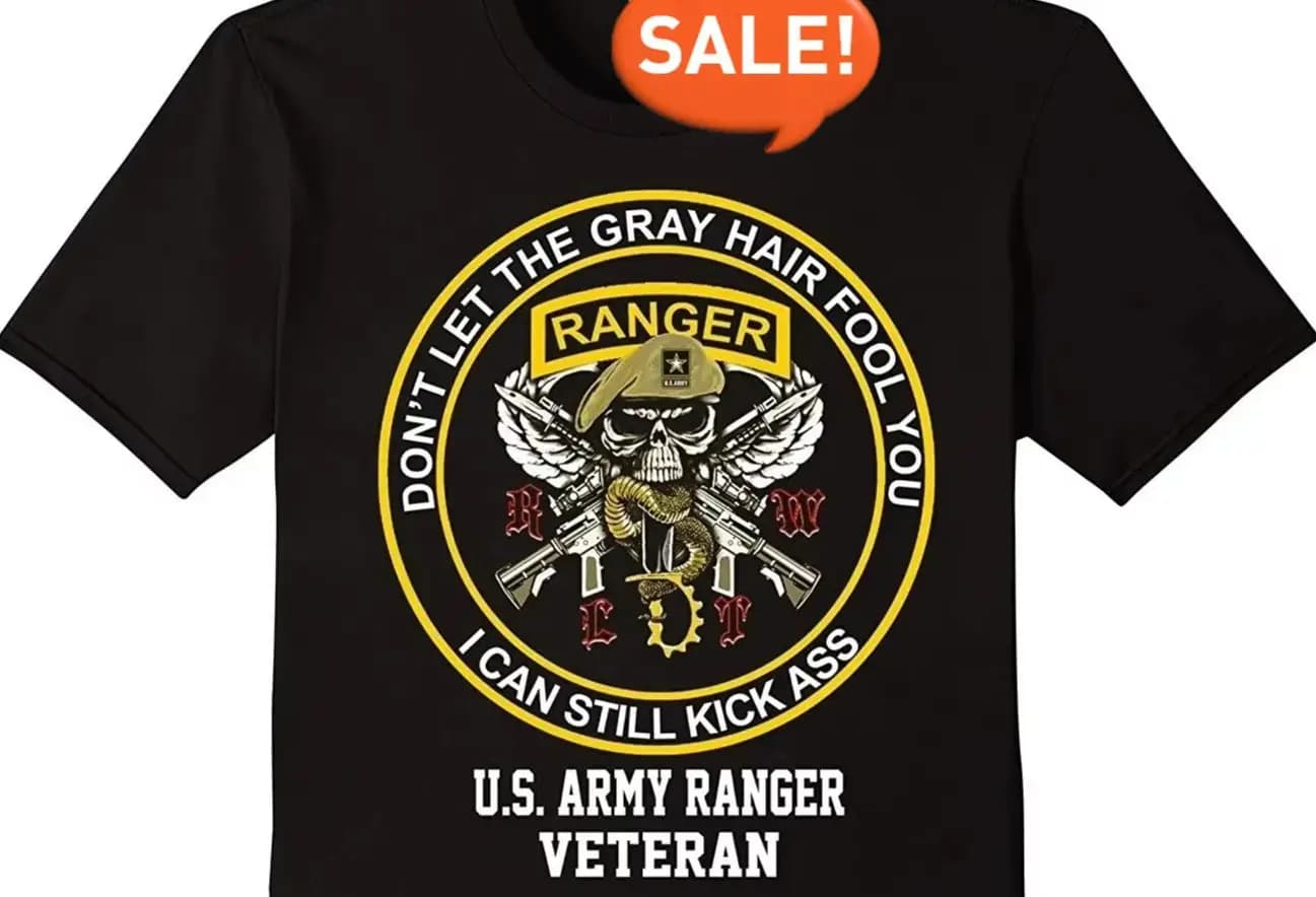 Non lasciare che i capelli grigi ti sbollentati. T-shirt regalo per veterano Ranger dell'esercito americano. T-shirt da uomo con scollo a maniche corte in cotone premium Nuova S-3XL