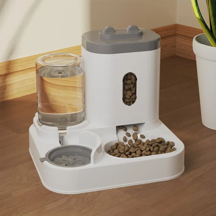 Automatic 2-in-1 Cat Dog Food Bowl with Water Fountain Large Capacity Pet Feeder with Raised Stand Dish Bowl Drinker Accessories