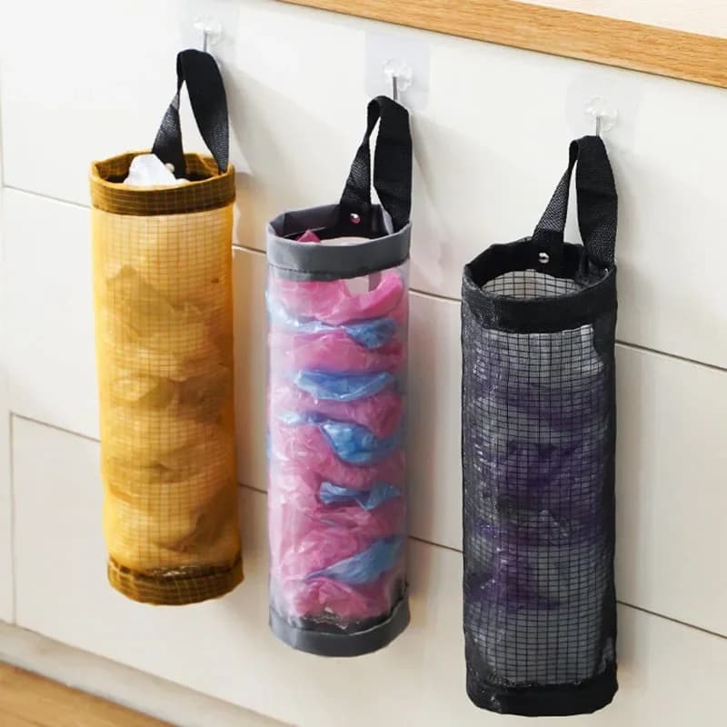 ​ ​ Dispenser per Sacchetti da Parete - Organizzatore da Cucina per Oltre 100 Sacchetti della Spazzatura, Custodia in Nylon con Occhielli Metallici per Dispensa/Lavanderia