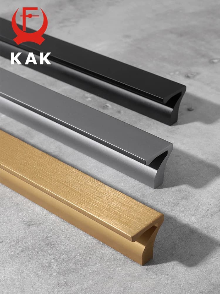 KAK maniglie per armadietti nascoste nere maniglie per porte dell'armadio da cucina maniglie per mobili lunghe manopole per cassetti in lega di zinco Hardware per porte 1200mm
