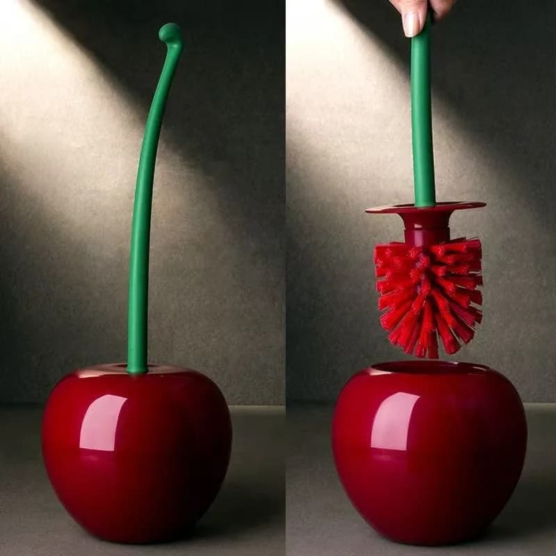 Cute Cherry Shaped Toilet Brush Set Long Handle Soft Bristle Cleaning Brush Creative Household Bathroom Cleaning Supplies