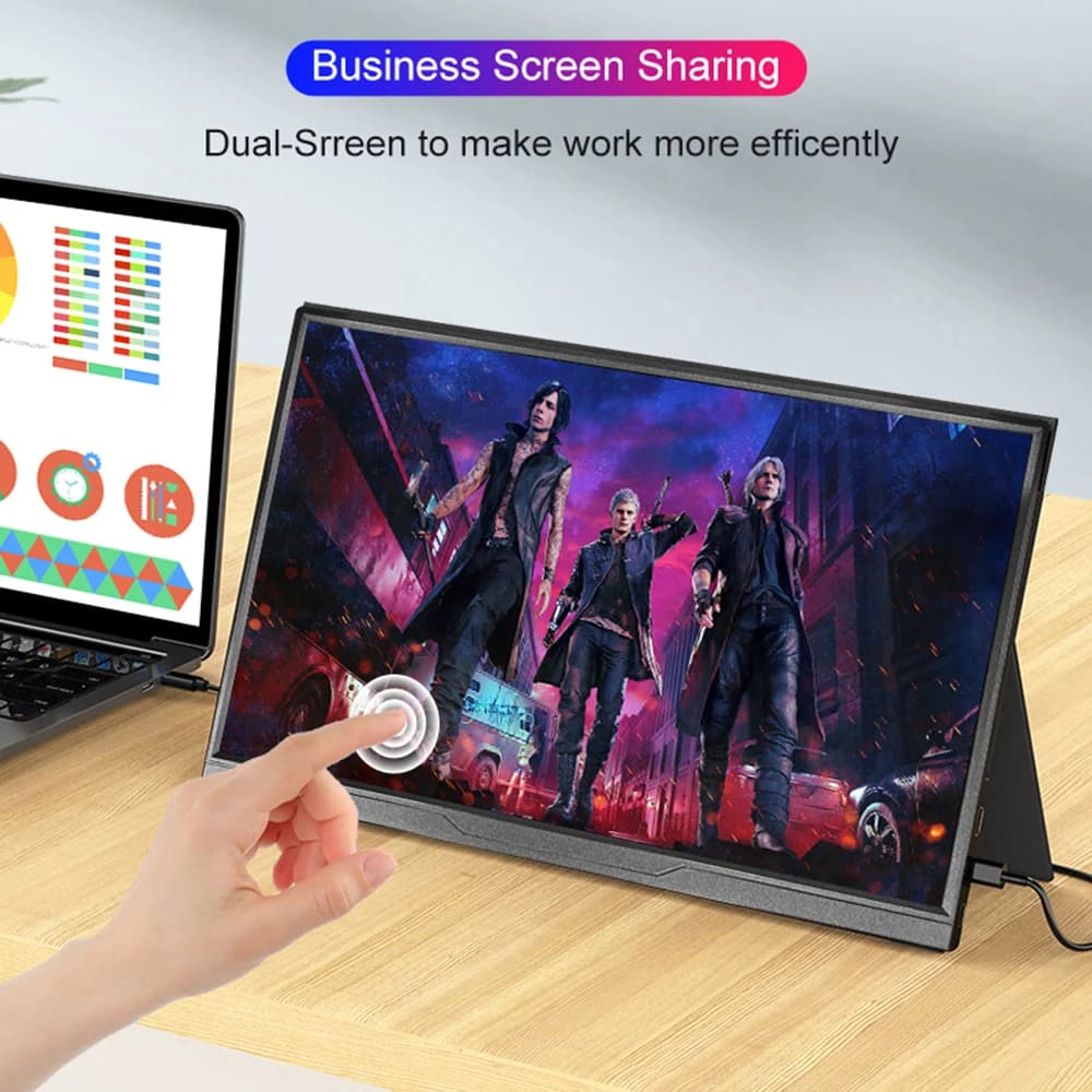 Monitor Touch LANLIPU da 14 Pollici, Display Esterno IPS con USB-C e HDMI per Laptop, Xbox, PS4/5, Switch, Telefoni Cellulari, Schermo per Gaming