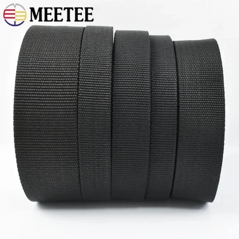 4 metri Meetee 20-50mm Nastri in nylon Nero 2mm di spessore Nastri per tracolla per zaino per cintura per indumenti all'aperto Accessorio per cucire fai da te