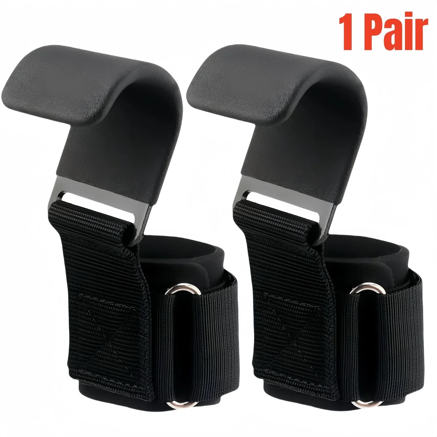 2pc Weight Lifting Hook Grips With Wrist Wraps Hand-Bar Wrist Strap Gym Fitness Hook Weight Strap Pull-Ups Power Lifting Glove