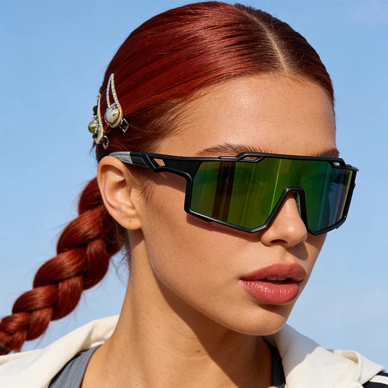 1 paio di occhiali da sole con montatura quadrata oversize alla moda europei e americani, adatti per ciclismo e sport all'aria aperta