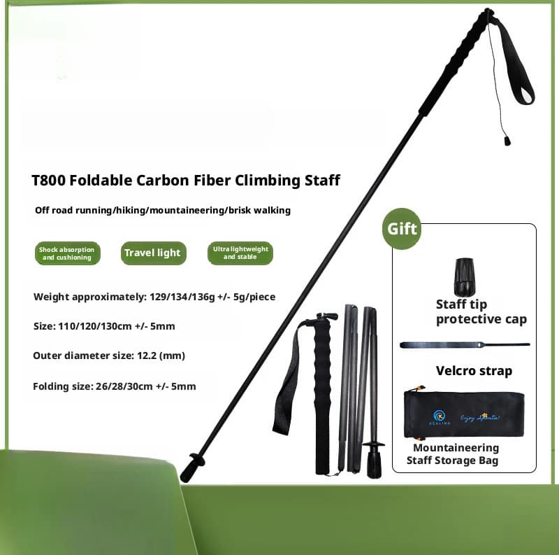 5 Sections Foldable Trekking Sticks, Ultra-Legger 110g, Carbon Fiber, Hiking Sticks, Outdoor Equipment, Women's Trekking Sticks