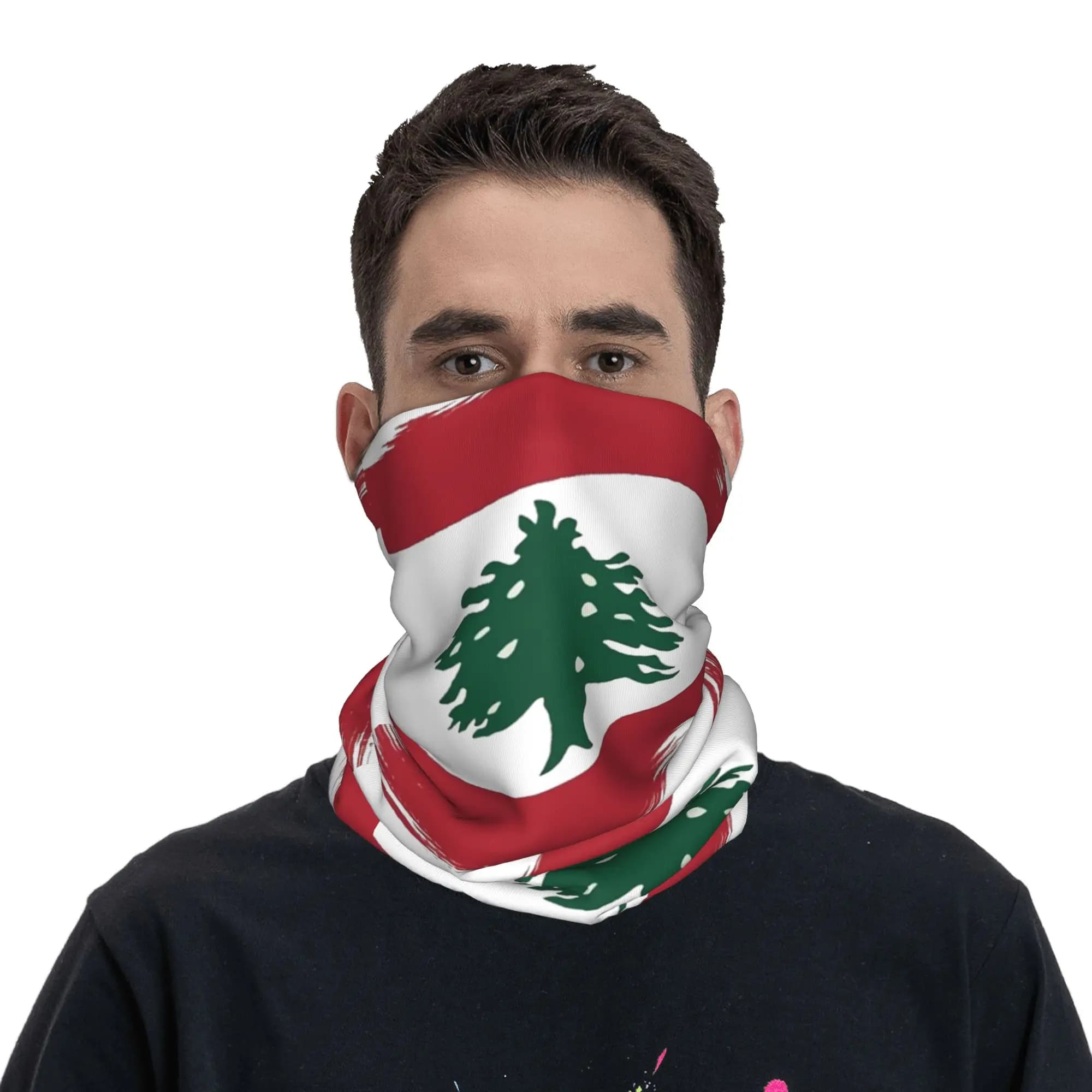 Bandana con Bandiera del Libano, Scaldacollo Stampato, Maschera Facciale, Sciarpa Calda per Ciclismo e Corsa, per Uomini e Donne, Adulti, Inverno