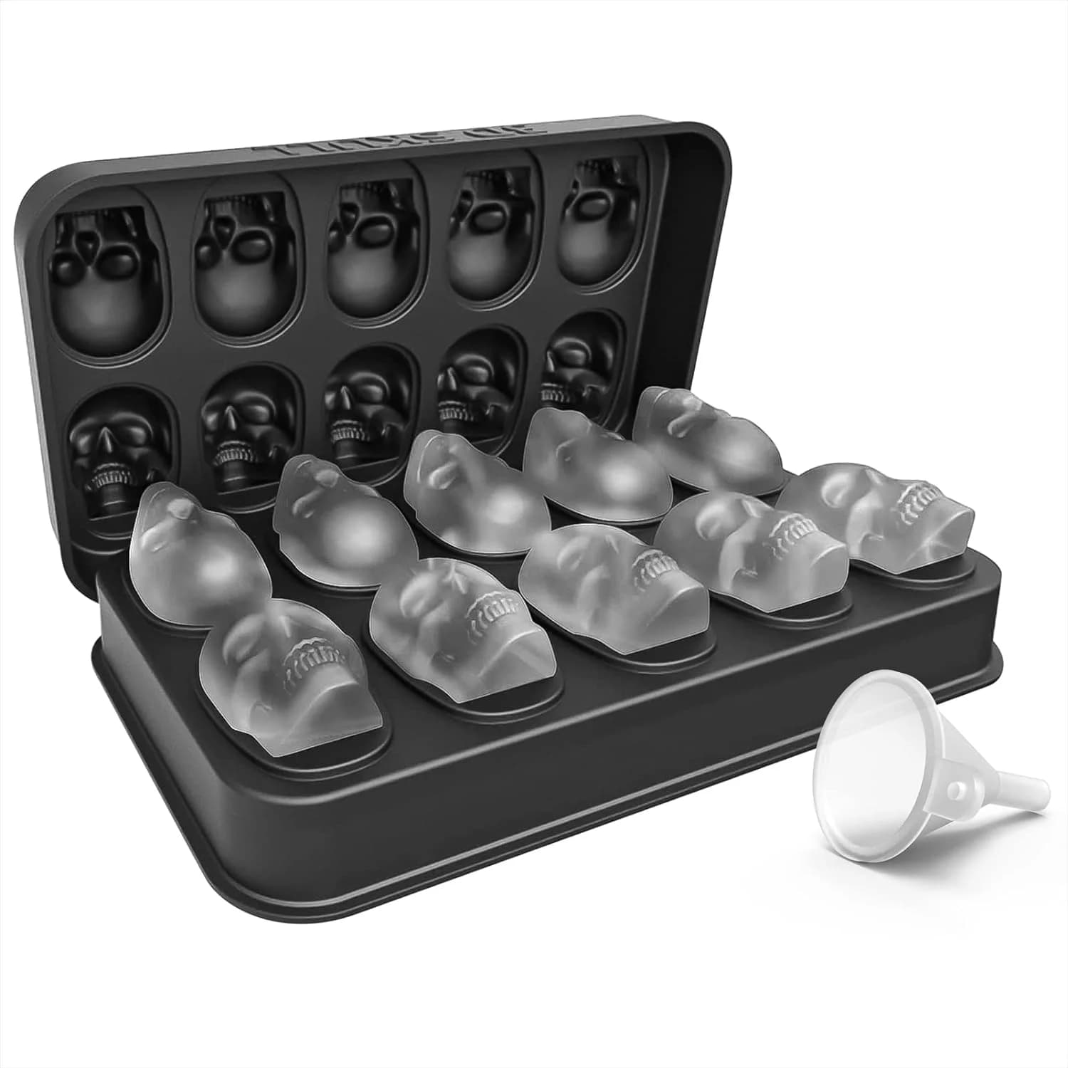 Stampo per cubetti di ghiaccio in silicone con teschio da 10 pezzi
