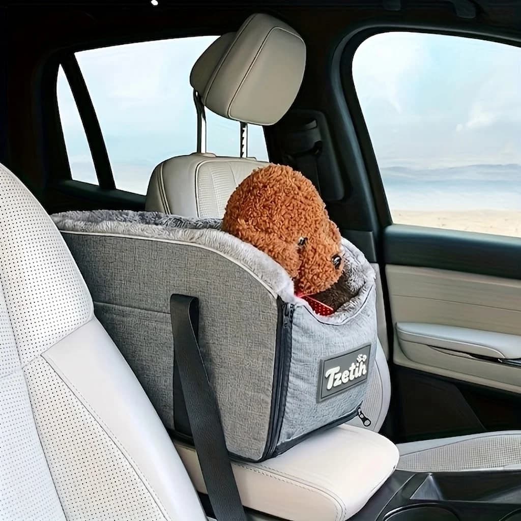 Center Console Pet Car Seat, Portable Travel Carrier Bag, Washable Pet Car Bed for Small & Medium Dogs Cats Puppies