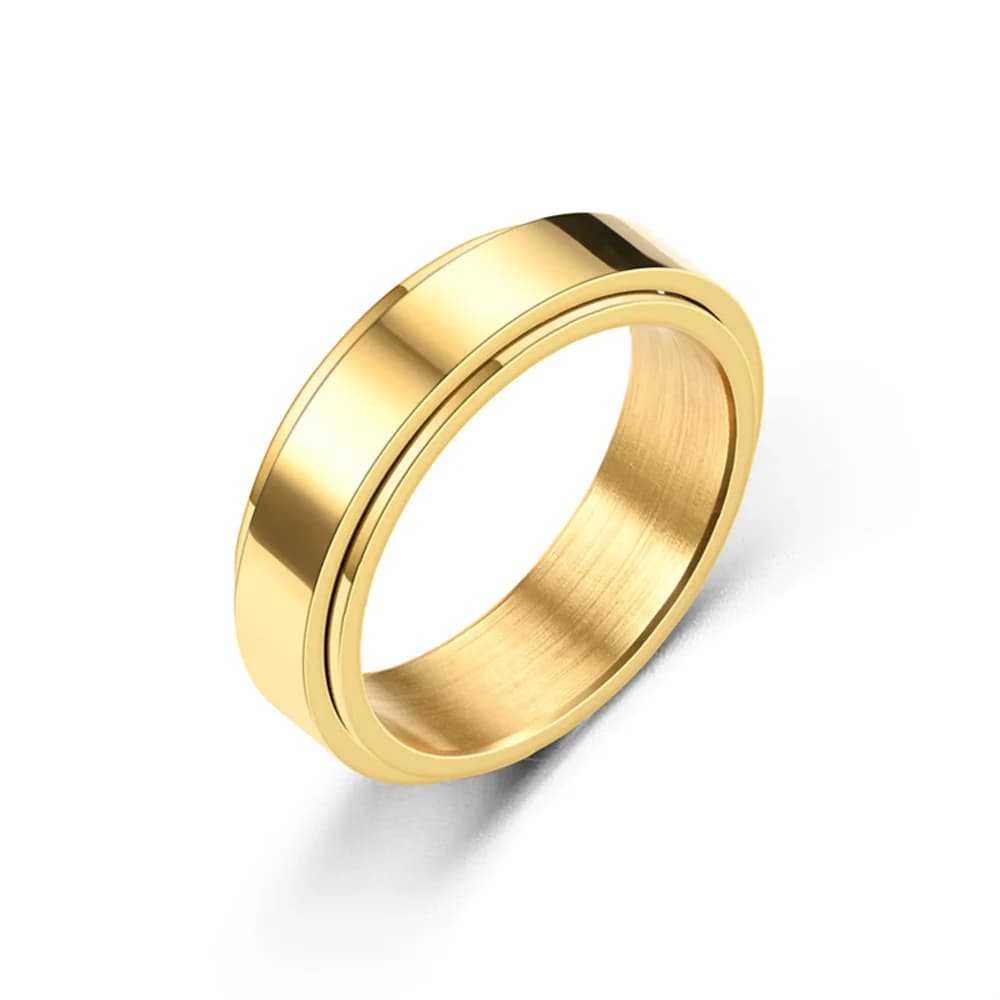 Anello Antistress Girevole Punk Fidget Spinner 6mm in Acciaio Inossidabile Color Oro Argento per Donna Uomo Gioielli Antistress