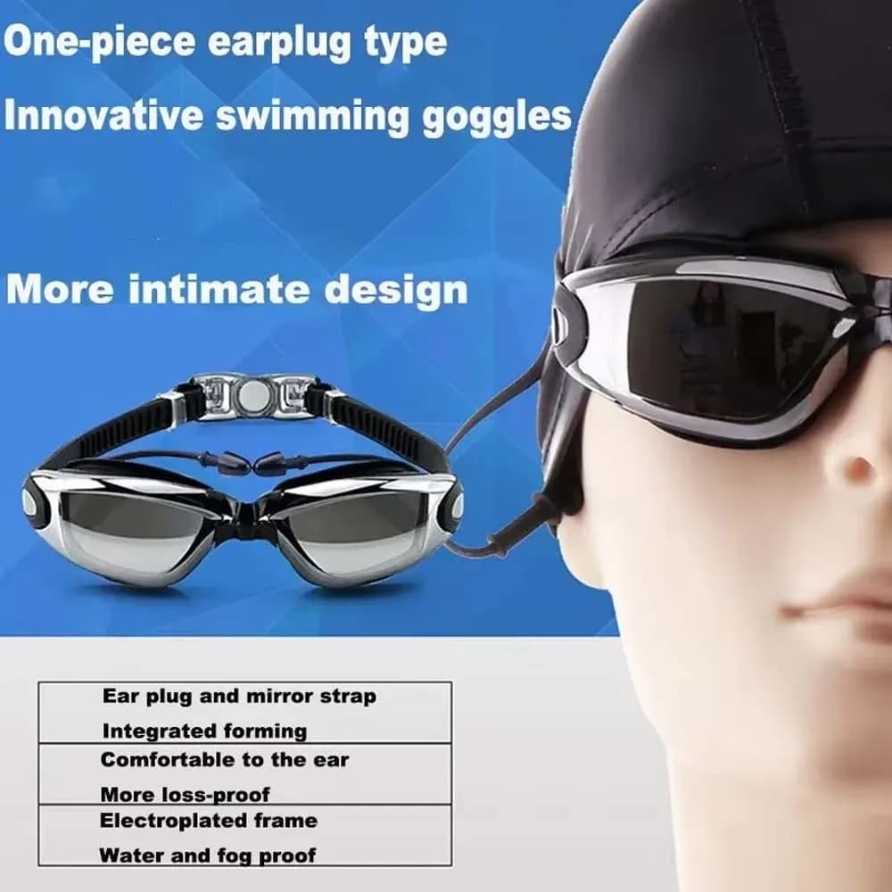 Waterproof Myopia Swimming Eyelets Dazzling colors Galvanotecnica Swimming glasses with 3D Earplugs Fit PC