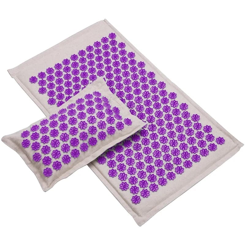 3in1 Yoga Spiky Mat Lotus Acupuncture Massage Mat Bed Pilates Linen Cotton Yoga Massager Cushion for Neck & Back Pain Relief
