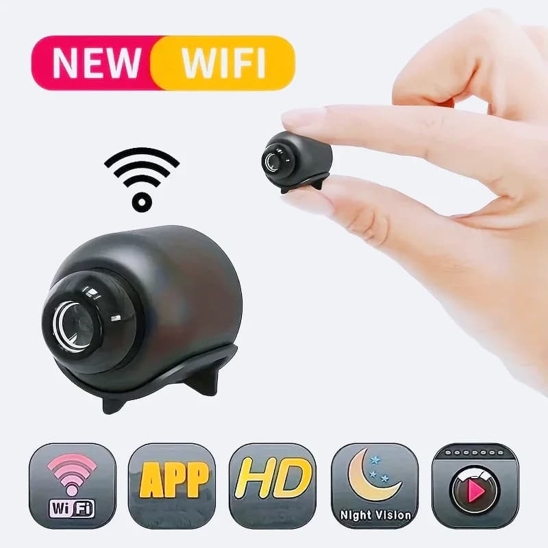 Telecamera WiFi Mini HD 1080P per Interni, Sicurezza e Sorveglianza, Monitor per Bambini con Visione Notturna, Videocamera IP con Registratore Audio e Video