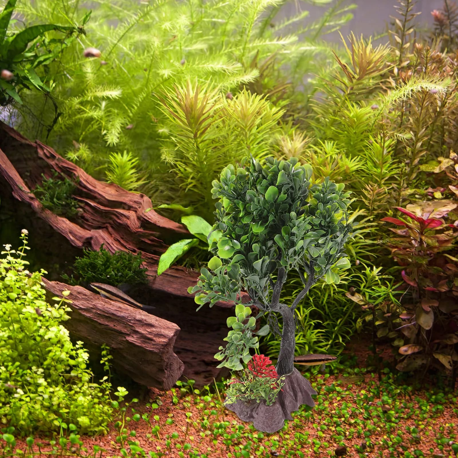 Artificial Plants for Aquarium, Plastic Realistic Decorations, Aquatic Reptile Habitat Ornaments