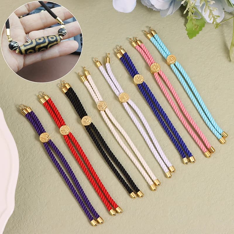 [HS][LA] 5 pezzi di cordoncini intrecciati in nylon, regolabili, per la creazione di braccialetti fai da te.