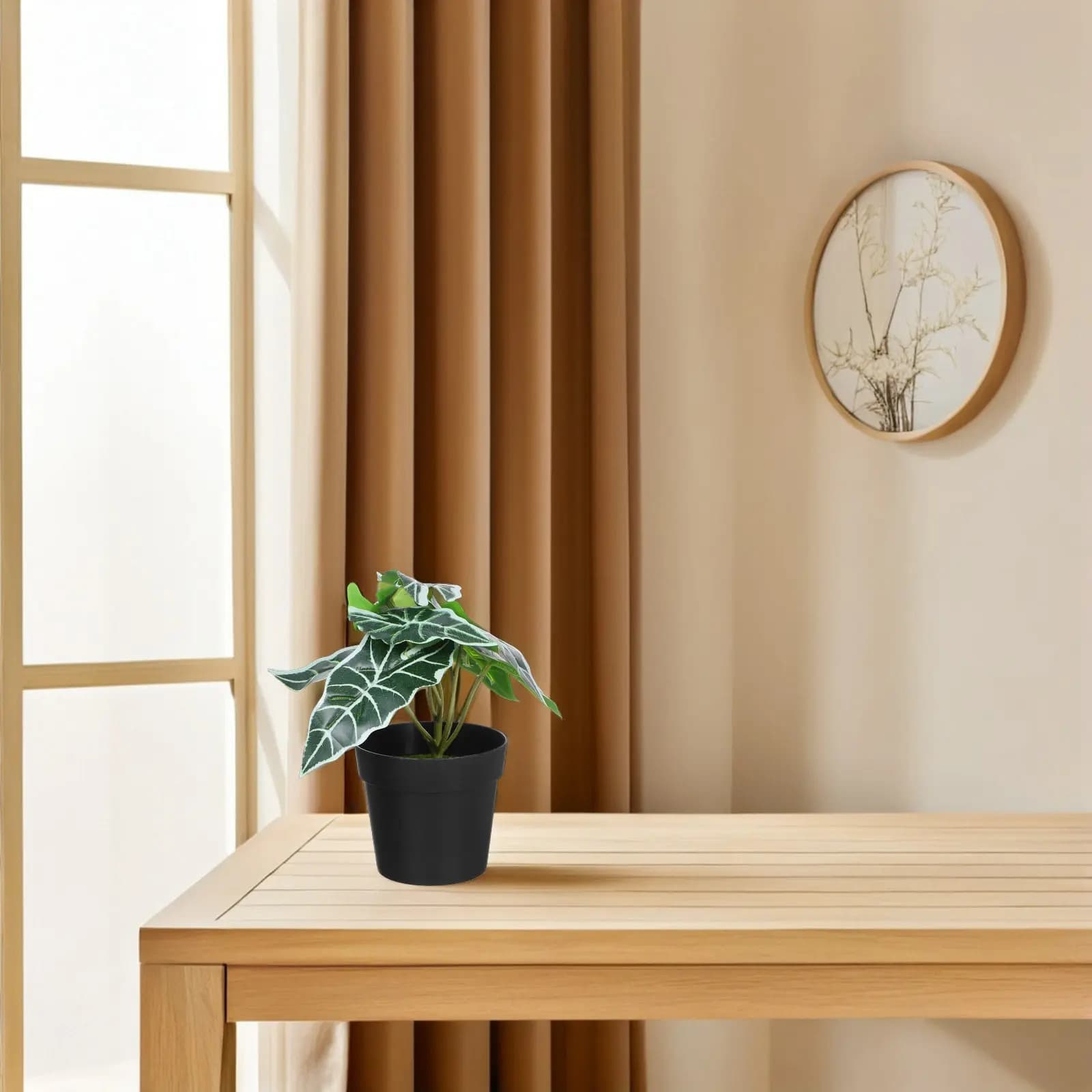 Mini Bonsai Realistico, Pianta Artificiale in Vaso, Decorazione per Interni e Ufficio, Mini Pianta con Foglie Verdi Finte, Piccola Pianta Artificiale