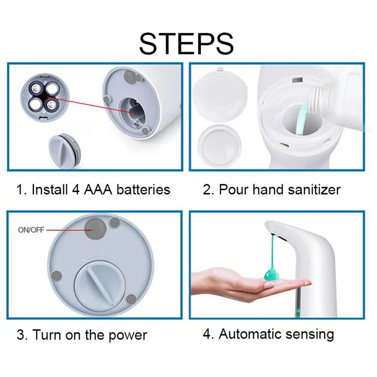Dispenser automatico di sapone schiumogeno con sensore, impermeabile, per bagno e cucina