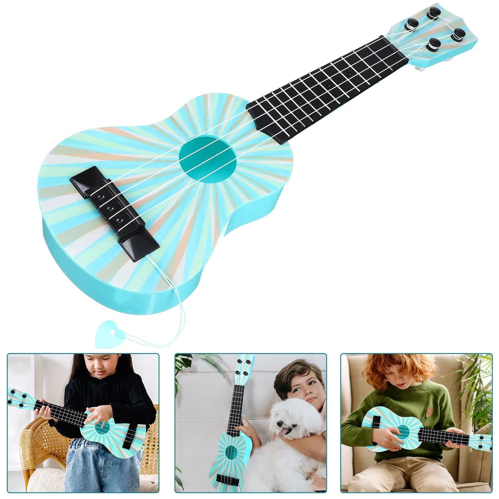 Ukulele in Plastica per Bambini, Strumento Musicale Educativo, Chitarra Simulata per l'Apprendimento Musicale e le Esibizioni sul Palco