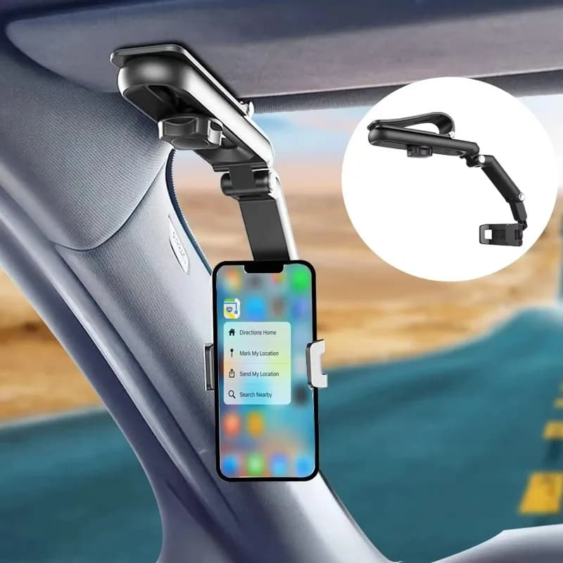 360 ° Supporto Girevole per Telefono da Auto per Visiera Parasole, Porta Cellulare Multifunzionale per Visiera Auto