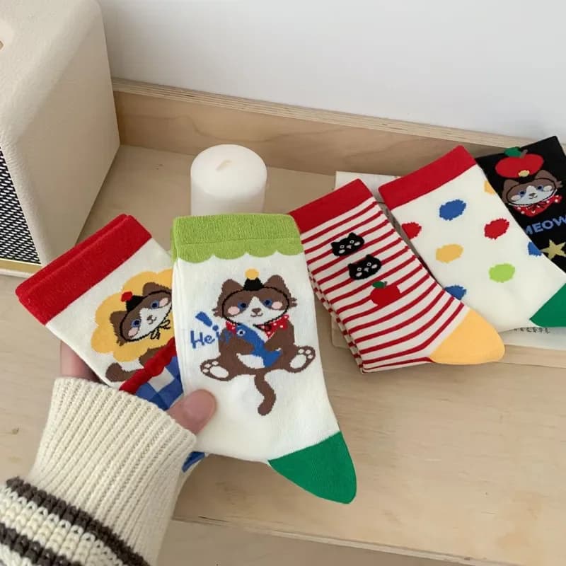 2026 Mekki Autumn Winter New Women's Medium Tube Socks Apple Girl Instagram Trend Dopamine Casual Boneless Cotton Socks