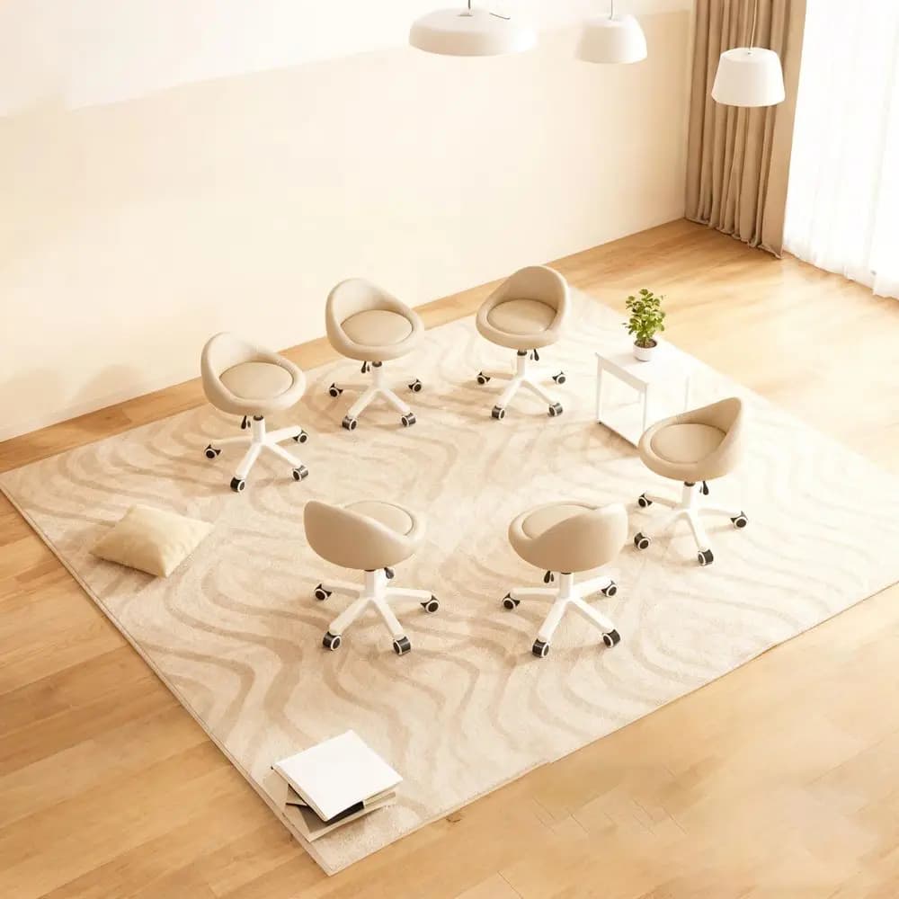 Set di 6 Sgabelli Ergonomici Girevoli, Altezza Regolabile, Ruote Ultra Silenziose, Cuscino Imbottito in Pelle PU, per Salone, Ufficio, Massaggi