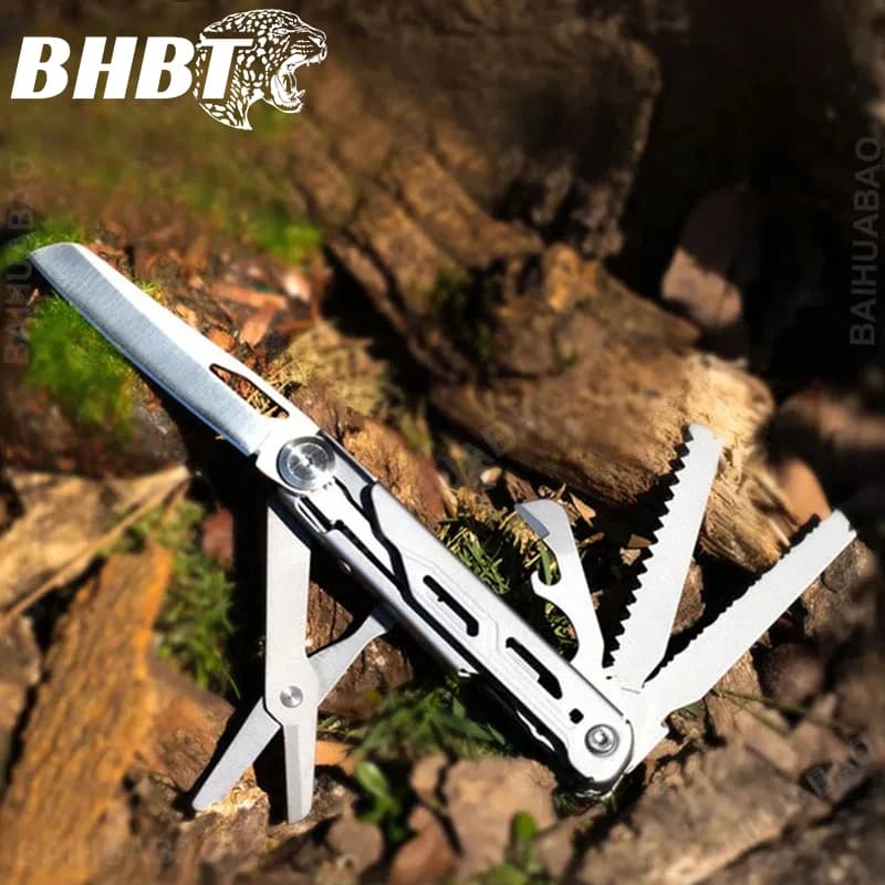 BHBT 9 in 1 Mini Coltello Pieghevole Multiutensile EDC Sopravvivenza All'aperto Muliti Strumenti Coltello Tascabile Forbici Cacciavite