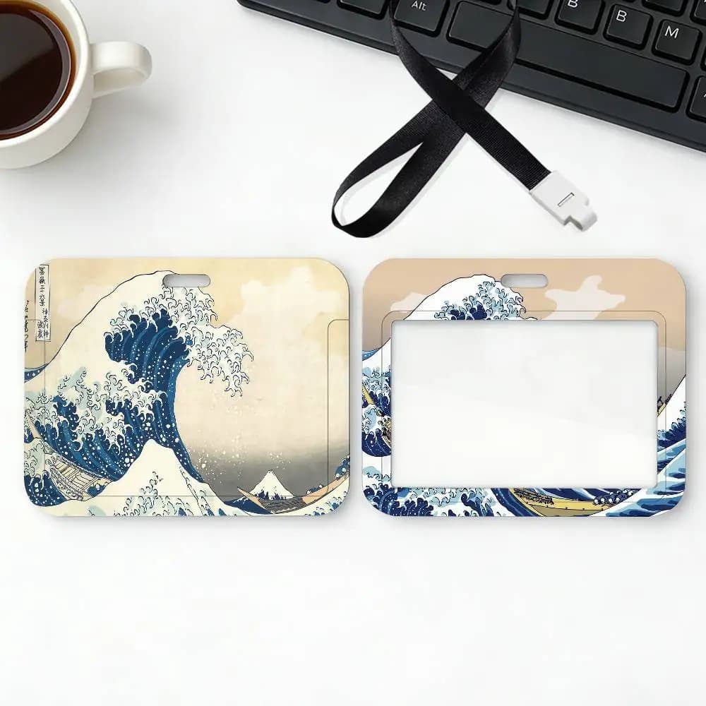 Portacarte con stampa alla moda The Great Wave off Kanagawa, custodia protettiva per carte del trasporto pubblico, carte della metropolitana
