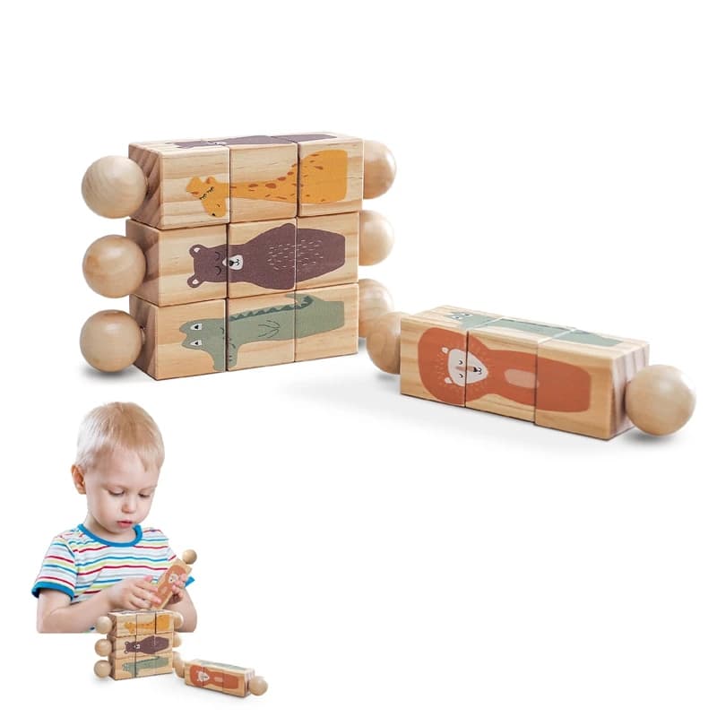 1Pc Del Bambino In Legno Montessori Giocattoli Animale Del Fumetto Coccodrillo Orso Ruota Blocco Sonaglio Puzzle Gioco Per Bambini Commestibile In Legno Massaggiagengive giocattolo