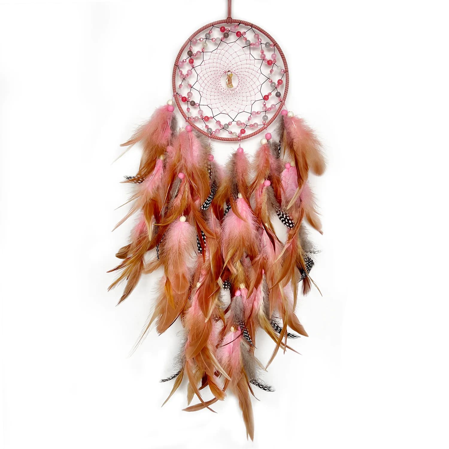 Dream Catcher Color Feather Pendant Light Luxury Luminous Crystal Stone Premium Pendant Wind Chimes Home Jewelry