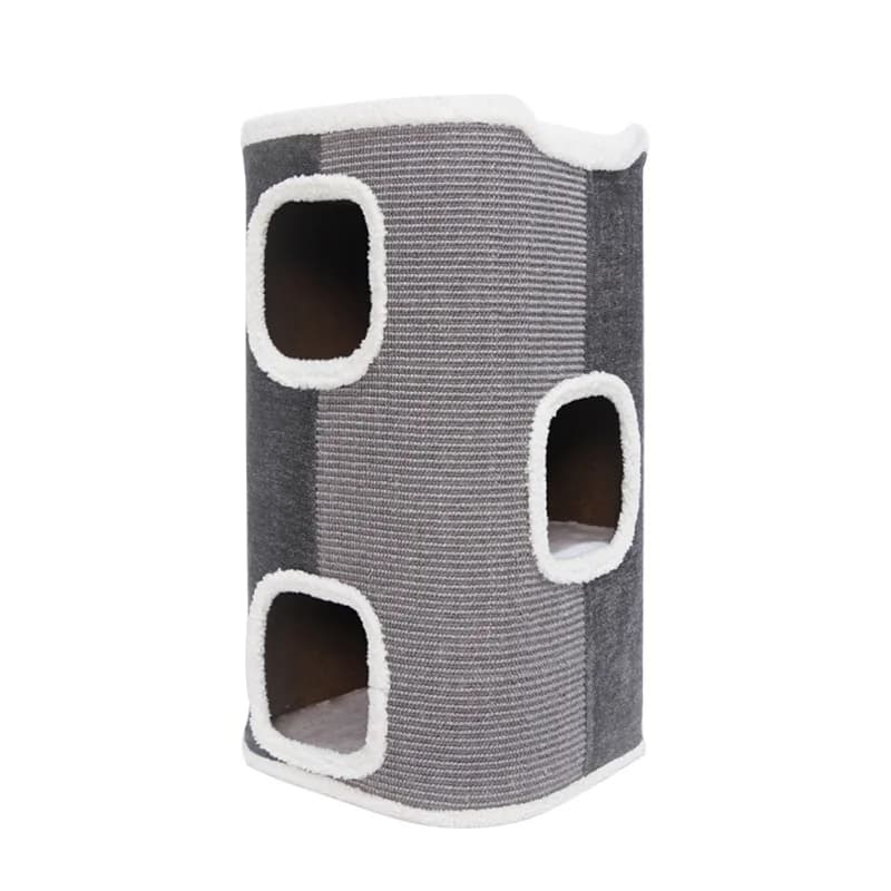 Torre per Gatti a Due Piani con Design Chiuso, Ampia Area, Tappeto in Sisal, Tiragraffi e Struttura per Arrampicata