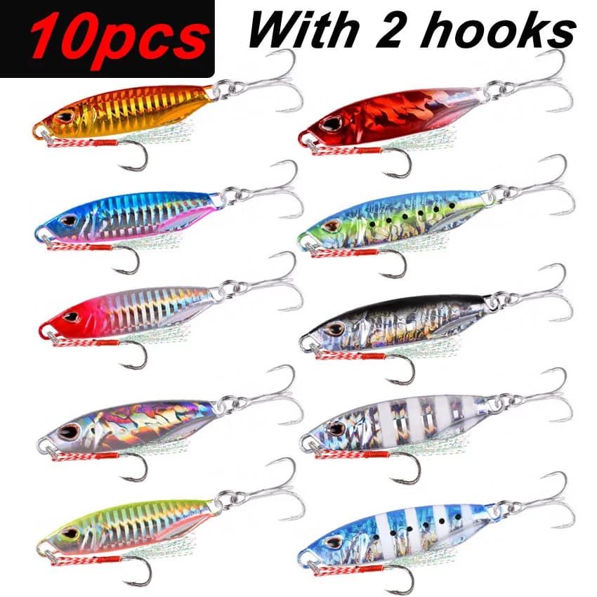 10 pz lungo Cast esca in metallo Spinner cucchiaio esche da Pesca in mare maschere Pesca alla trota esche rigide affrontare maschere da Pesca pesce Jigging Set esca