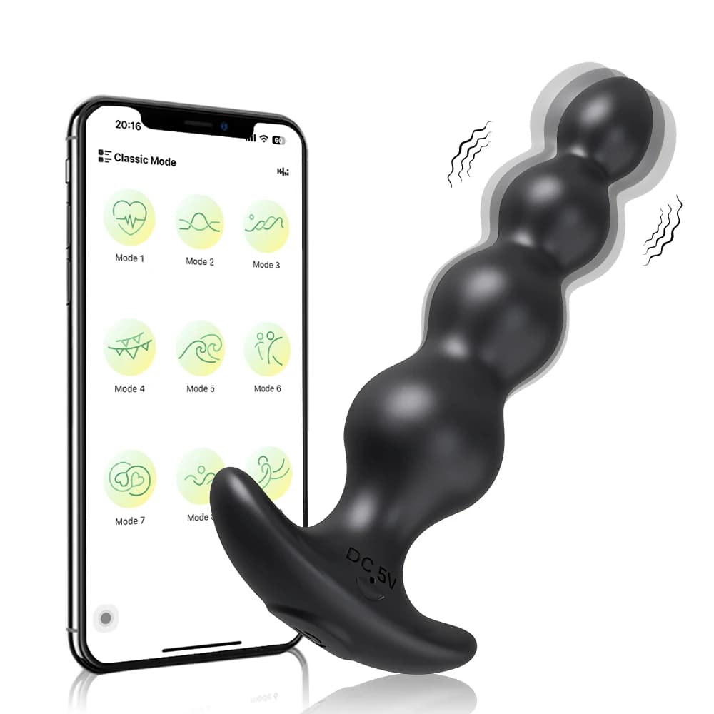 APP Perline anali vibranti Butt Plug per uomini Donne Vibratore anale Massaggiatore della prostata Palline anali Uomini Masturbatore in silicone morbido