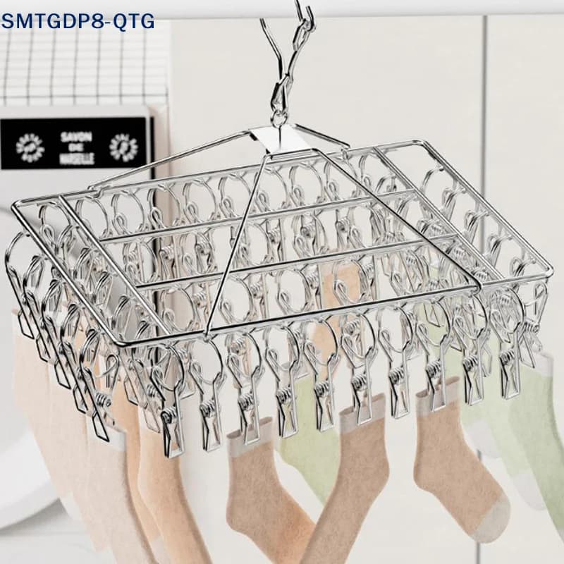 Hot！New Steel Windproof Clothespin Laundry Hanger Clothesline Dryer Bra Towel Rack Clothes Airer Peg Hook Drying Sock