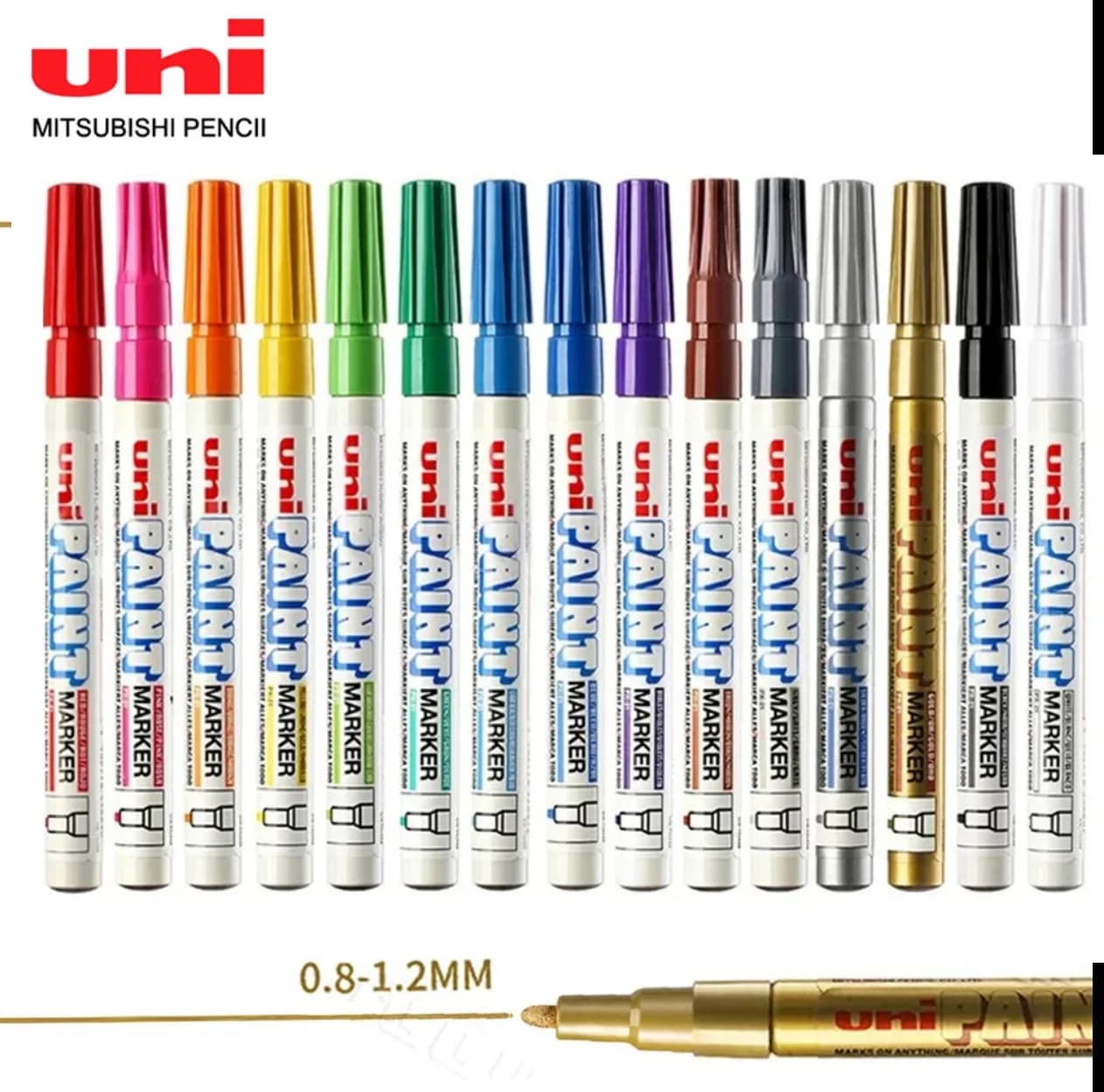 1 Pezzo Pennarello UNI PX-21 Giapponese, a Base d'Olio, Permanente, 0.8-1.2mm, per Ritocchi su Pneumatici, Impermeabile, per Graffiti e Forniture Artistiche