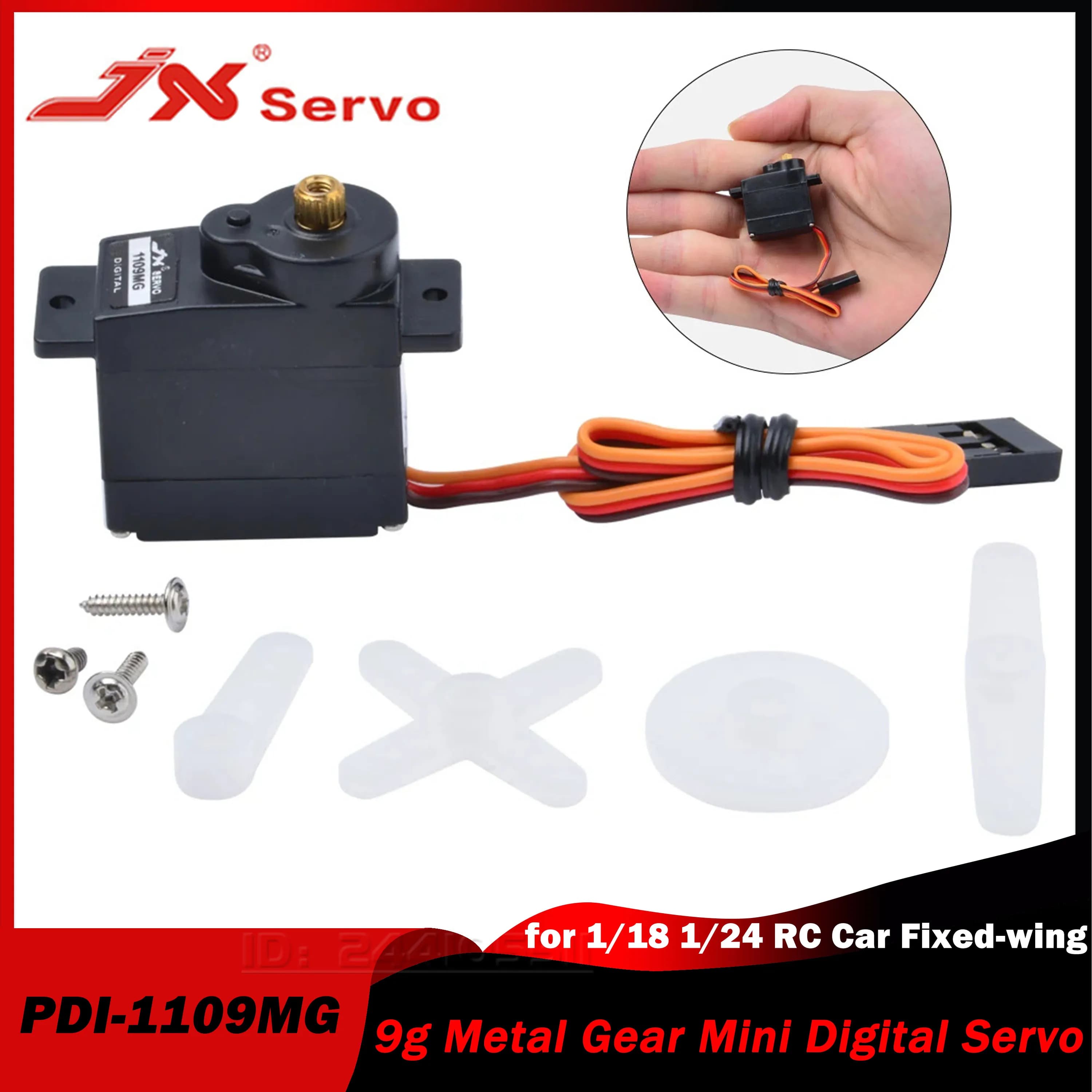 JX 9g 2.5kg PDI-1109MG Metal Gear Micro servomotore digitale 4.8-6V per 1/18 1/24 Mini RC Car aereo ad ala fissa Robot giocattolo parte