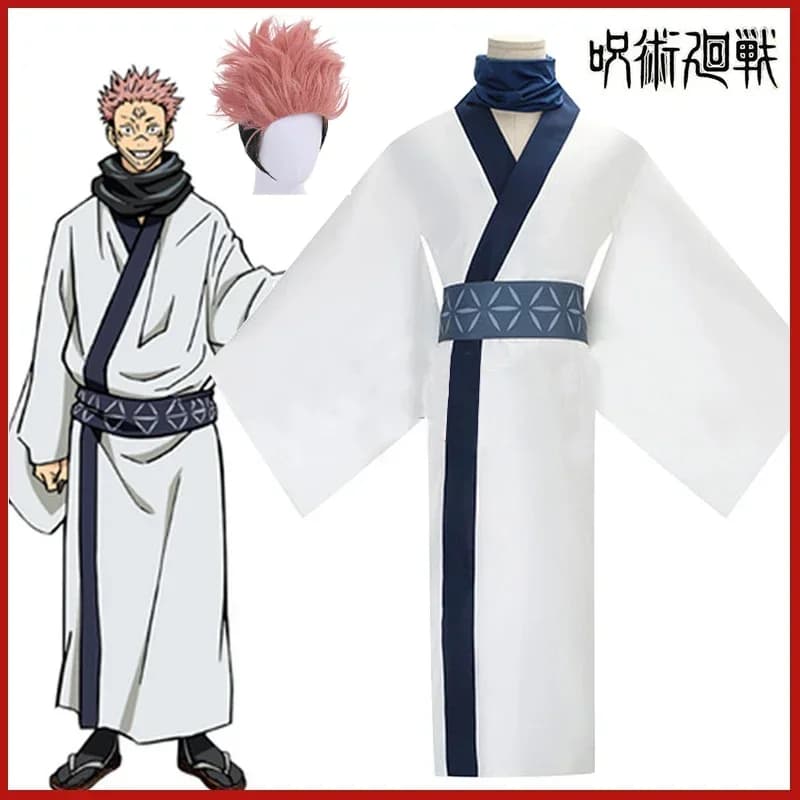 2026 Anime Jujutsu Kaisen Ryomen Sukuna Costume Cosplay Kostuum Pruik Giappone Kimono Bianco Parrucca Abiti Hanfu Mannen Vrouwen