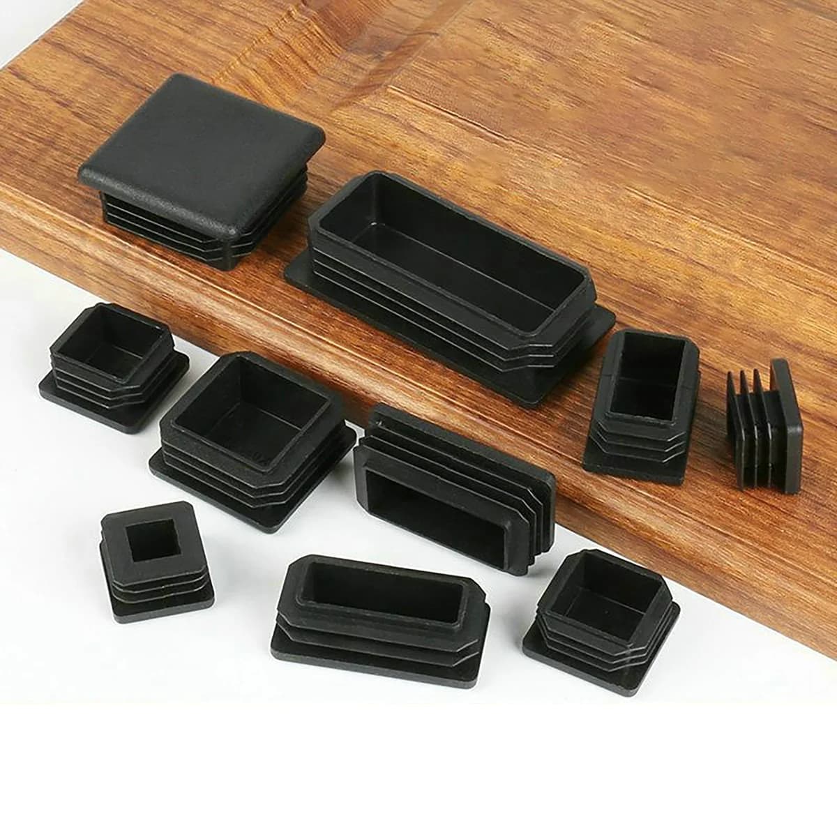 Tappi terminali quadrati in plastica nera Tappi per gambe per mobili Inserti per tubi Tappi per tappi Copertura antipolvere decorativa 19x19mm-50x100mm
